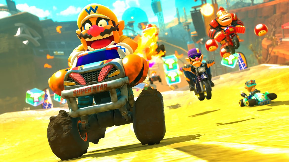 Mario Kart World Wario Driving Pixelarab