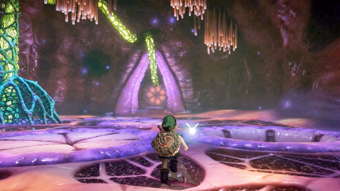 Young Link Exploring Jabu Jabu S Belly In The Zelda Ocarina Of Time Remake On Switch 2