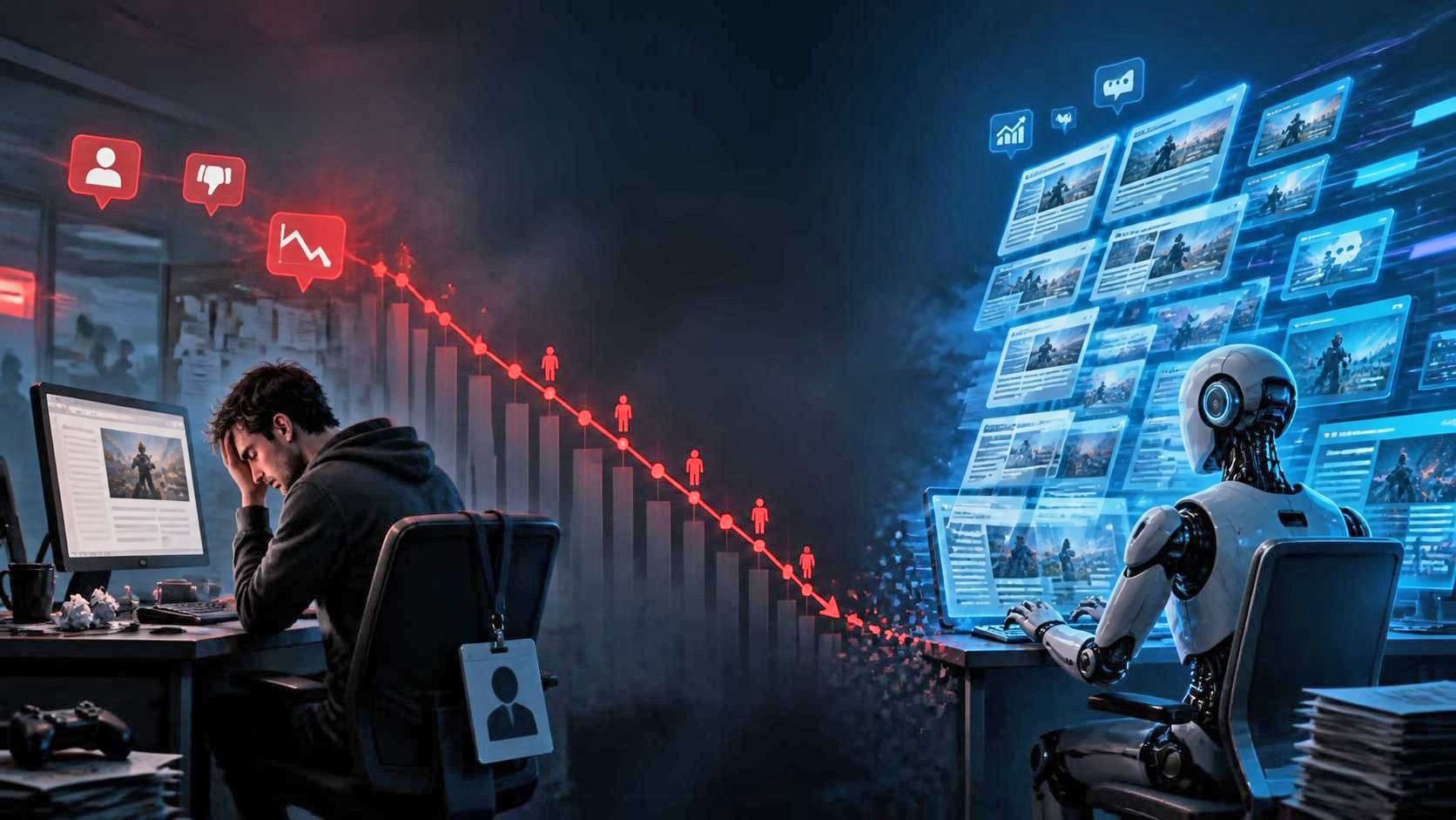 الذكاء الاصطناعي يضغط على صحافة ألعاب الفيديو البشرية لماذا تتزايد التسريحات وتتراجع الزيارات؟